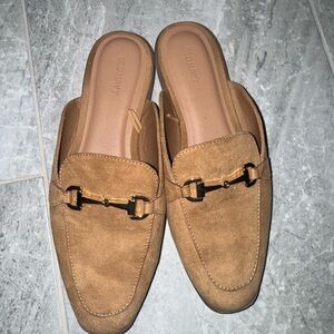 Old Navy Tan Suede Loafers with Gold Accent